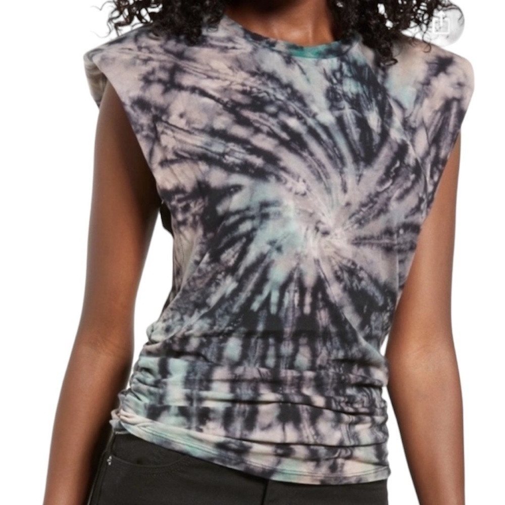 NWT AFRM short sleeve boho tie dye printed top size xs